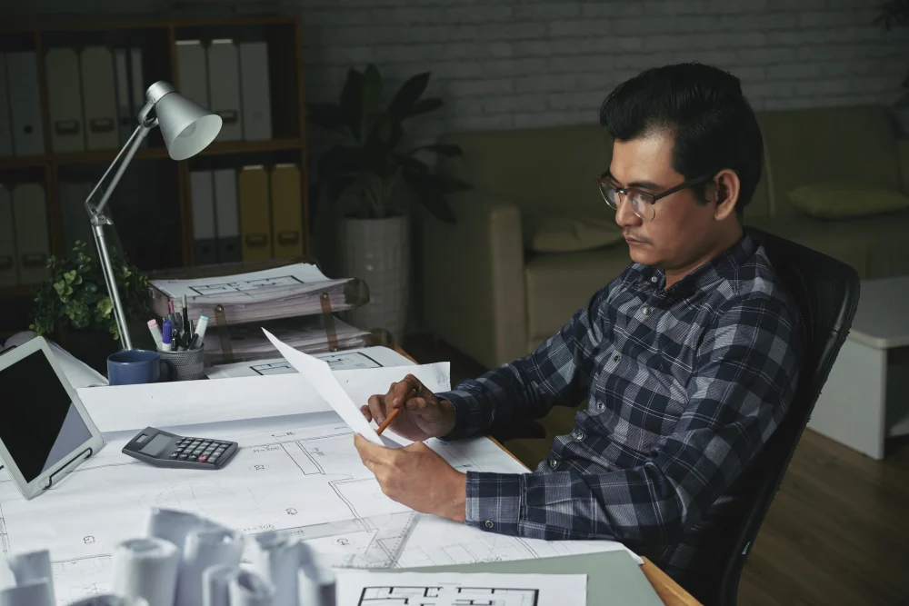 arsitek membuat konsep