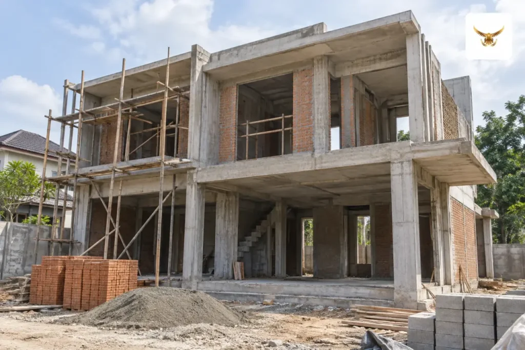 Progres pembangunan gedung untuk pemantauan kinerja proyek